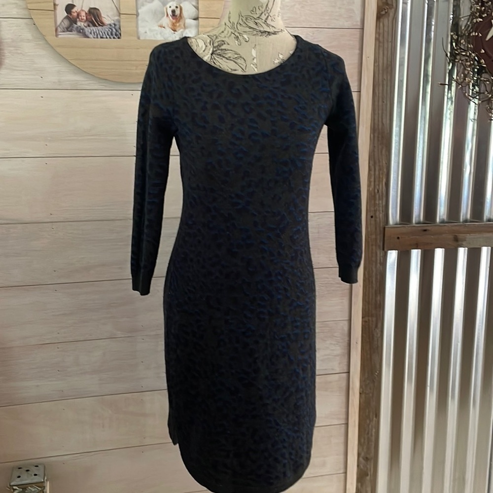 Loft Blue Animal Print Dress S